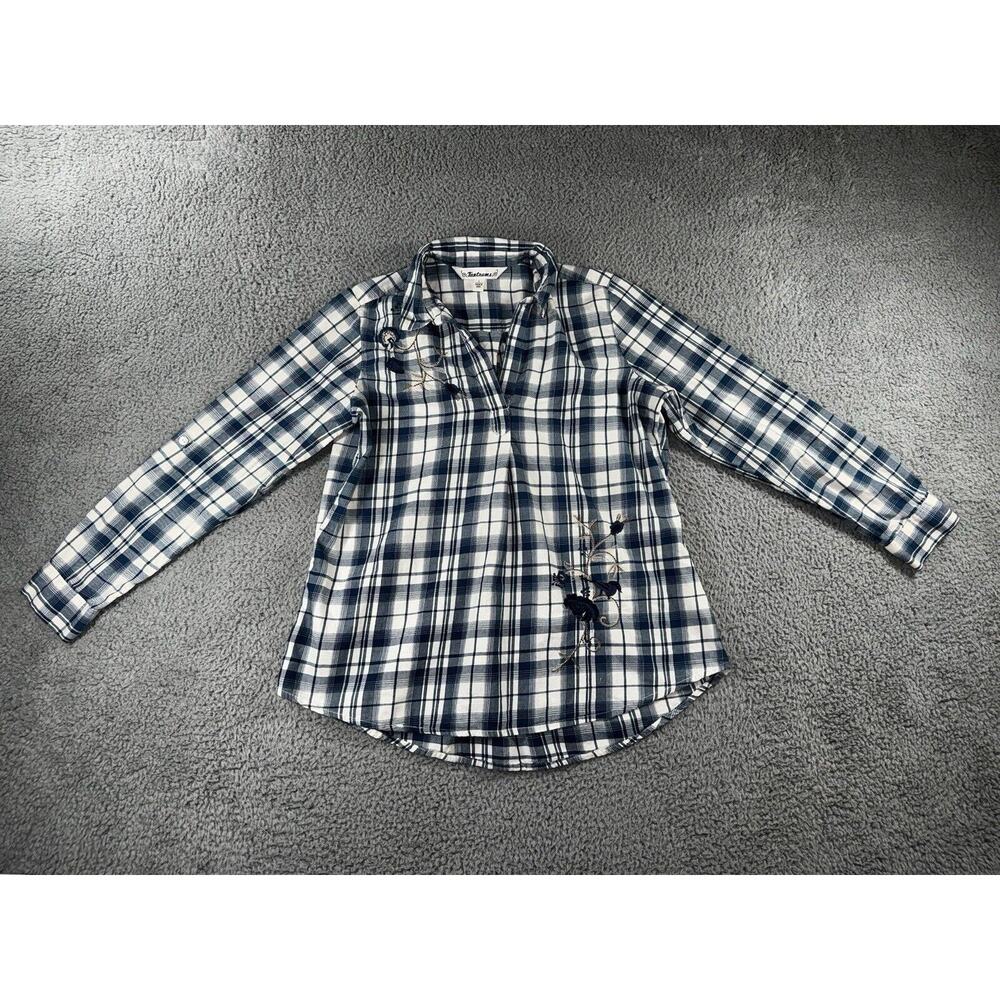 Tantrums Blue and White Plaid Blouse